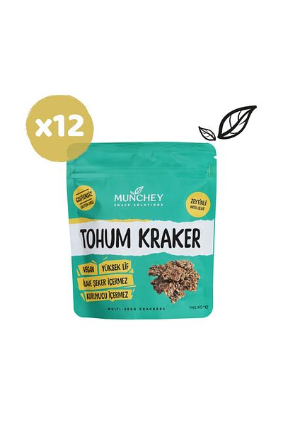 MUNCHEY 12 Pack Seed Crackers with 40 Gr Olives