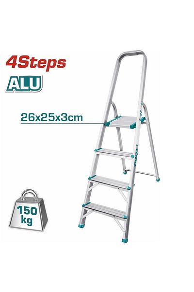 TOTAL 4 Steps Aluminum Ladder Foldable
