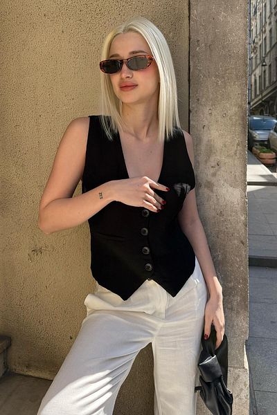 Madmext سترة نسائية سوداء Mg2334