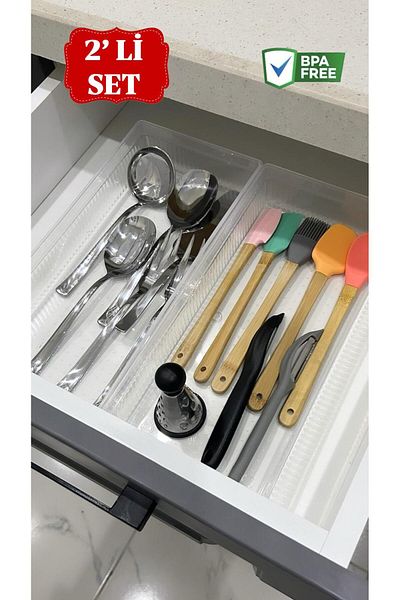 Bayev 2 Pieces Bade XL Drawer Knife & Spoon Organizer