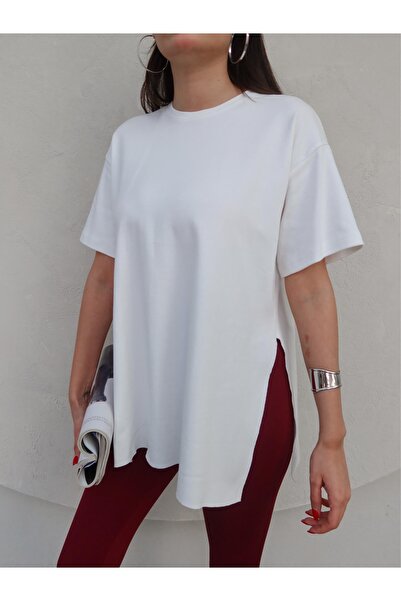 ESRAHELVACI Crew Neck Slit Oversize T-Shirt