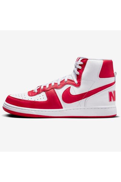 Nike Terminator High Sneaker Λευκό Κόκκινο Lethar Γνήσιο δέρμα Ανδρικά Αθλητικά Παπούτσια Casual Λευκό Κόκκινο