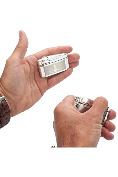 Cantayurdu Osmanlı Tuğralı İbelo Tarz Gazlı Çakmak Gümüş Renk