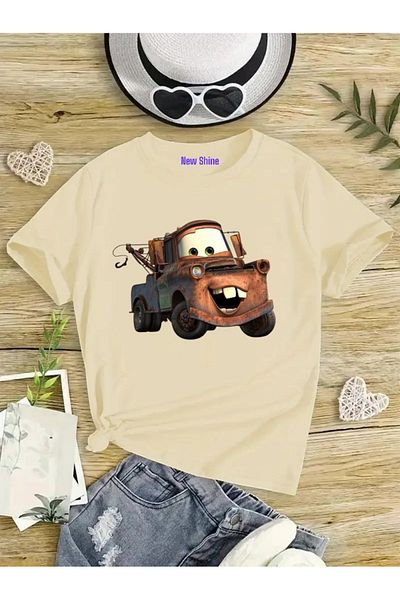New Shine 1 tricou este un cadou pentru achiziții de 6 și peste în coș - Tricou supradimensionat pentru copii cu imprimeu auto