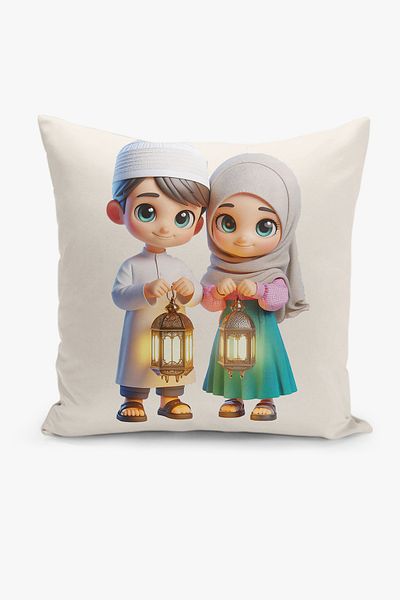 Filamente Ramadan Patterned Children's Themed Double Sided Digital Printed Throw Pillow Cover - Ramadan