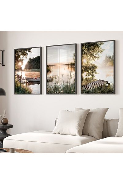 TekTablo Pictură peisaj 3 piese, modele de pictură înrămate