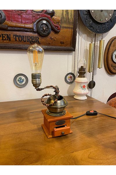 ANTİKA AYAL Antique Coffee Grinder Table Lamp