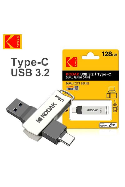 Laula ذاكرة فلاش Kodak K273 سعة 256 جيجابايت من النوع C وUSB 3.2 Otg مزدوجة الإدخال