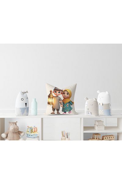Filamente Ramadan Patterned Children's Themed Double Sided Digital Printed Throw Pillow Cover - Ramadan