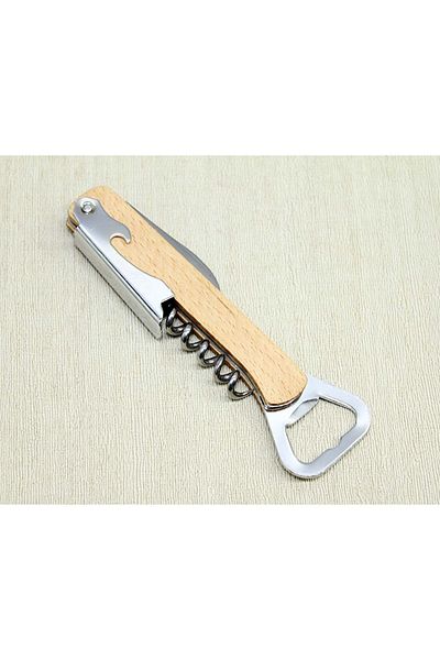 HEPBİMODA Wooden Stainless Steel Corkscrew Opener