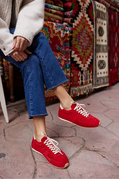 ANGELİNA JONES Tores Women's Red Real Suede Lace-Up Sneaker