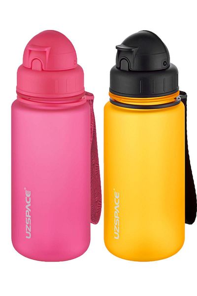 Uzspace 2-Piece Tritan Flask Set with Straw 400 Ml Fiftyfifty