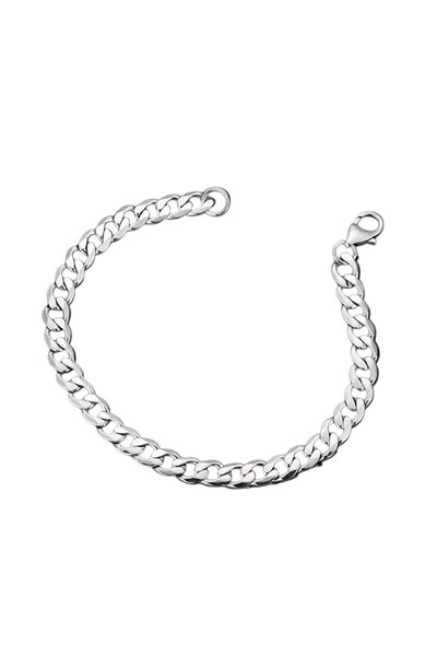 Tasarım Çelik Bileklik Örgü Zincir Model 0.7 mm Uzunluk 21 cm Gümüş Silver