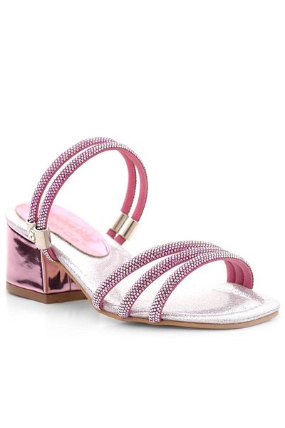 hapshoe Pantofi cu toc pentru fete Judy Pink Silver Stone