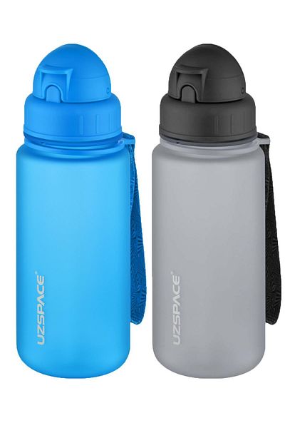Uzspace 2-Piece Tritan Flask Set with Straw 400 Ml Fiftyfifty