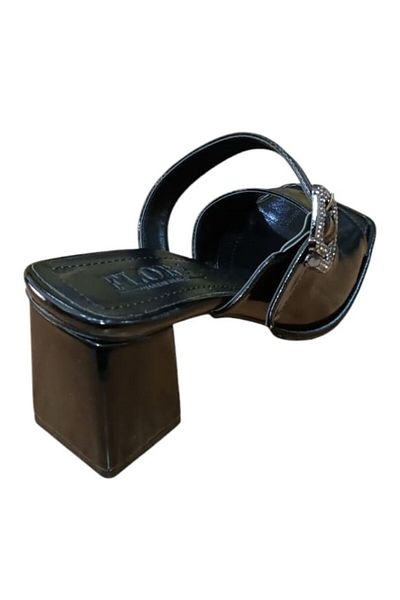 BİLENER Papuci de damă Flora 762 cu toc gros cu cataramă de piatră