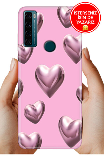 TCL 20 SE Uyumlu Kılıf Desenli Rubber Kamera Korumalı Silikon Platin Kalp