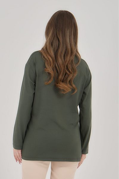 Elçelya Moda Γυναικεία μπλούζα με λαιμόκοψη V Lycra Daily Seasonal Mother χτενισμένη βαμβακερή μπλούζα