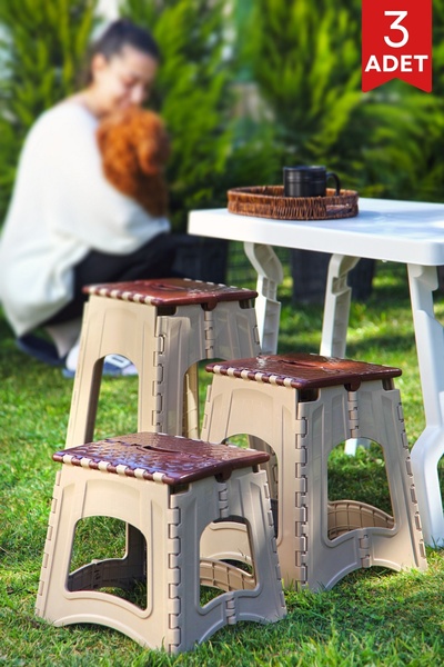 Nandy Home 3'Lü Kare Katlanır Tabure Seti