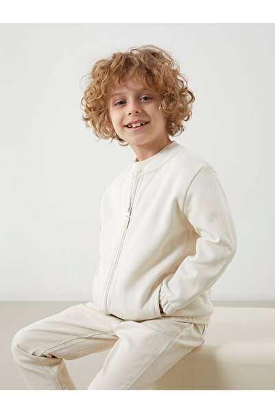 LC Waikiki Hanorac cu fermoar pentru băiat LCW Kids BEIGE Basic