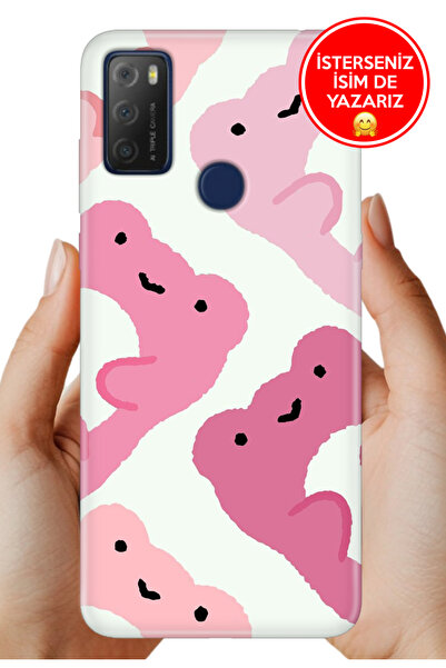 TCL 20E Kılıf Desenli Rubber Kamera Korumalı Silikon Pink Frogs
