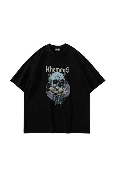 Sekizbiraltı Unisex Oversize Μαύρο Tshirt - Khemmis Printed