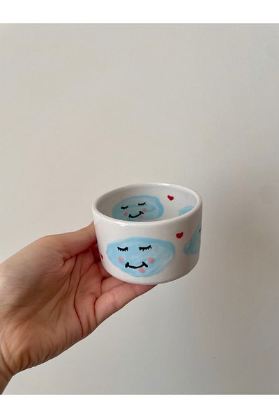 Nouis Handmade Blue Cloud Drawing Ceramic Mug