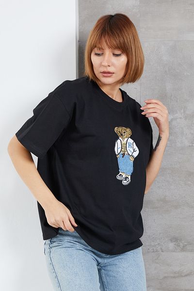 DPARİS Tricou oversize brodat cu ursuleț