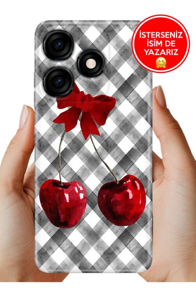 TECNO Spark 10C - 10 4G Kılıf Desenli Baskılı Kamera Korumalı Silikon Kiraz M...