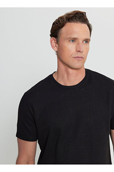 ALTINYILDIZ CLASSICS Βαμβακερό Slim Fit Slim Fit Crew Neck Jacquard Stretchy T-shirt