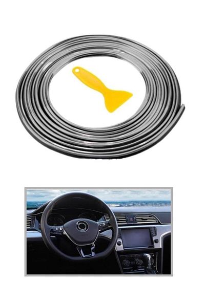 jetfast Silver Color 5 Meters Car Auto Decoration Strip Rubber Easy Install Strip Tape
