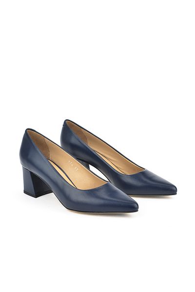 Ziya Pantofi cu toc de damă din piele naturală - bleumarin 1511030 Z974