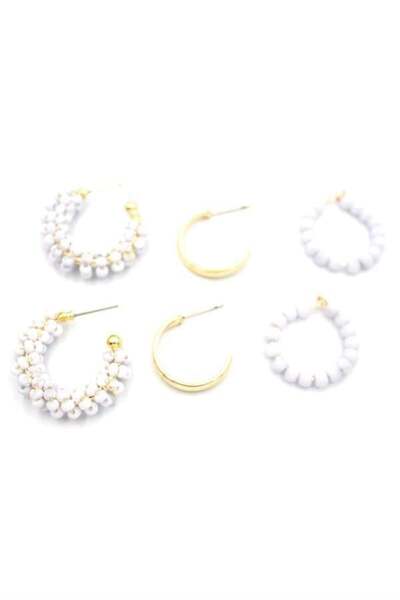 MENESSA Beaded Earring Set - White