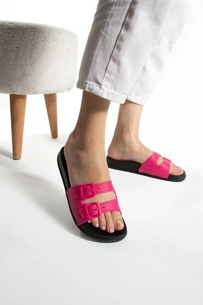maxey Double Buckle Appearance Soft Extra Light Women's Eva Slippers Beach Pool Daily Use Slippers