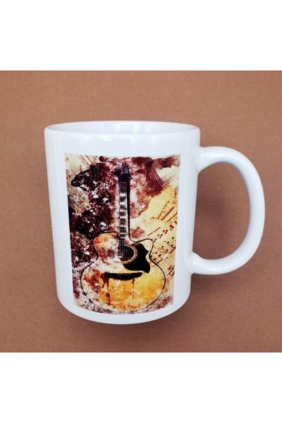 evimdeyokyok Vintage Design Guitar Printed Mug