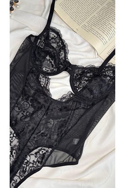ROZENİN LINGERIE Scarlet Elite Collection: Μαύρο κορμάκι με δαντέλα που αλλάζει ρομαντικό κομψό
