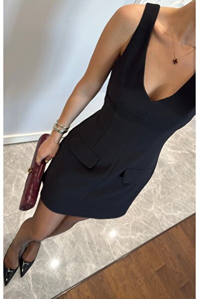 neslihansarıca μαύρο φόρεμα, μάρκα μοντέλο λεπτομέρεια τσέπης αποφοίτησης αρραβώνας φόρεμα υπόσχεσης