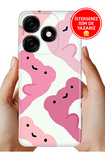 TECNO Spark 10C - 10 4G Kılıf Desenli Rubber Kamera Korumalı Silikon Pink Frogs