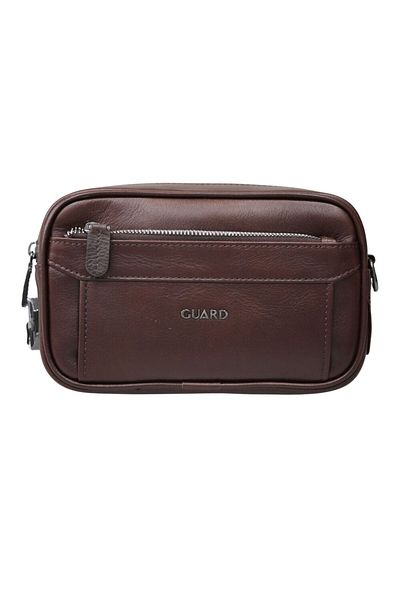 GUARD Brown Genuine Leather Unisex Handbag with Combination - Grd 250308 Wt1858