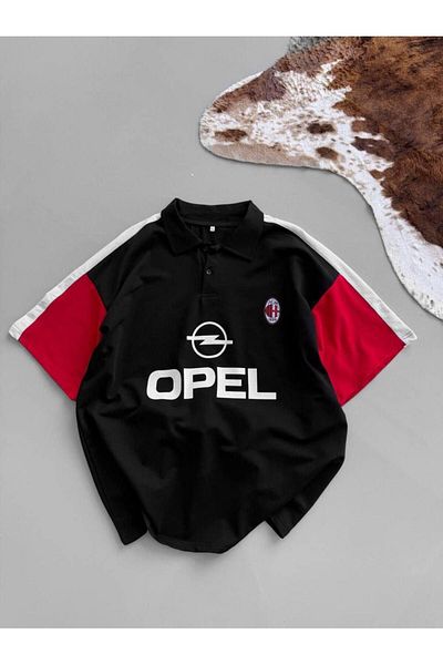 ozcelf Milan Polo Neck Oversize Embroidery Embroidered T-Shirt Unisex