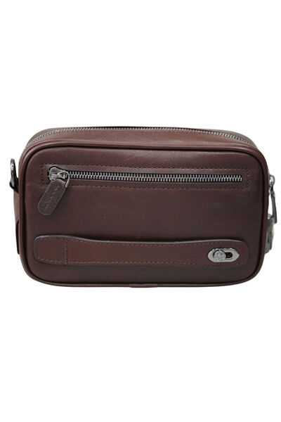 GUARD Brown Genuine Leather Unisex Handbag with Combination - Grd 250308 Wt1858