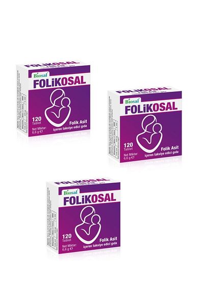 Biosal Folic Acid 400 Mcg 120 Tablets 3 Boxes of Folicosal