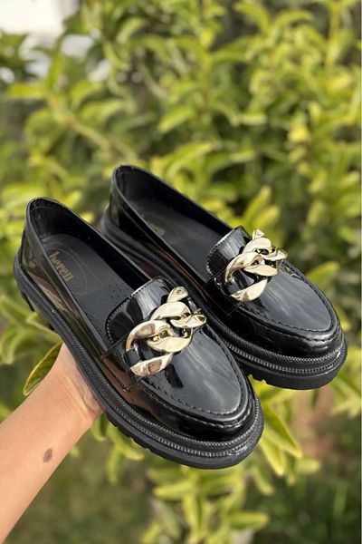 BY WOWEN Γυναικείο Loafer με χρυσή αλυσίδα - Παπούτσια μοκασίνι με χοντρή σόλα