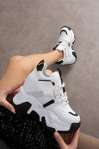 Modanizm Shagrax White Sneakers with Hidden Heels