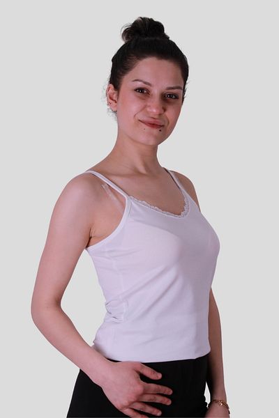 trender Tricou fără mâneci pentru femei, crem, cu curea de frânghie 583-04