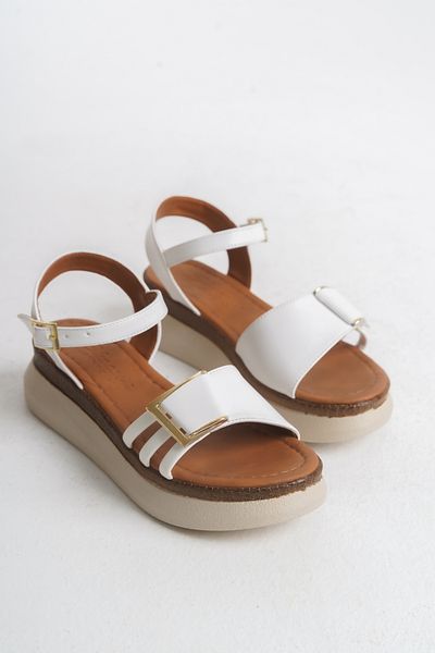 miss fırat White Colored New Season Women's Buckle Sandals 09833
