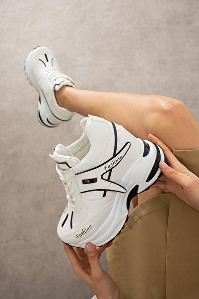 Modanizm Mavia White Wedge Sneakers