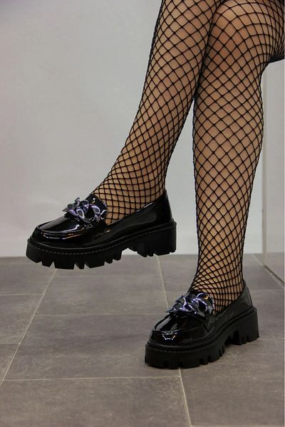 BY WOWEN Γυναικείο Loafer με χρυσή αλυσίδα - Παπούτσια μοκασίνι με χοντρή σόλα