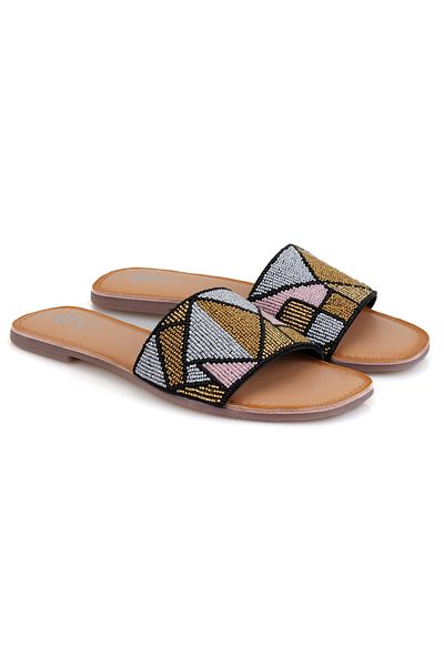 Desa Women's Multicolored Bead Embroidered Slippers