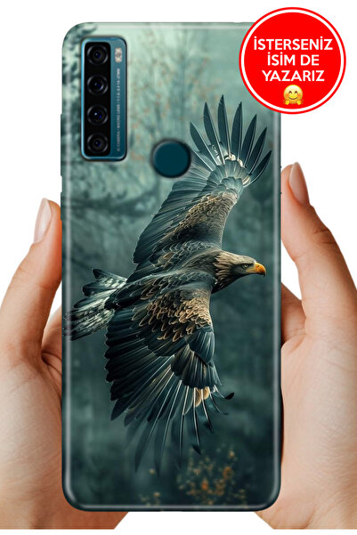 TCL 20 SE Uyumlu Kılıf Desenli Baskılı Kamera Korumalı Silikon Ürküten Kartal